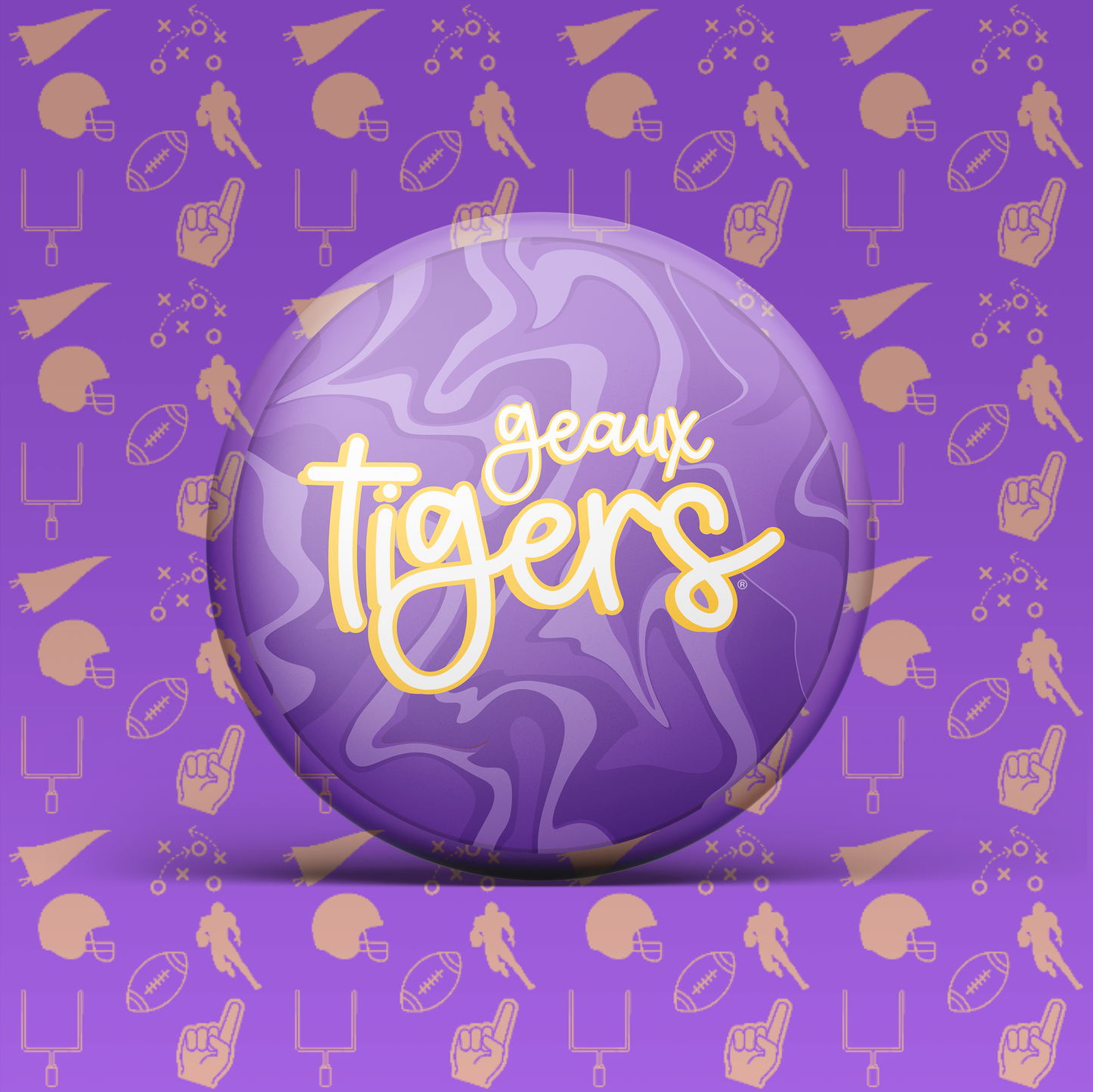 Geaux Tigers Swirl Button