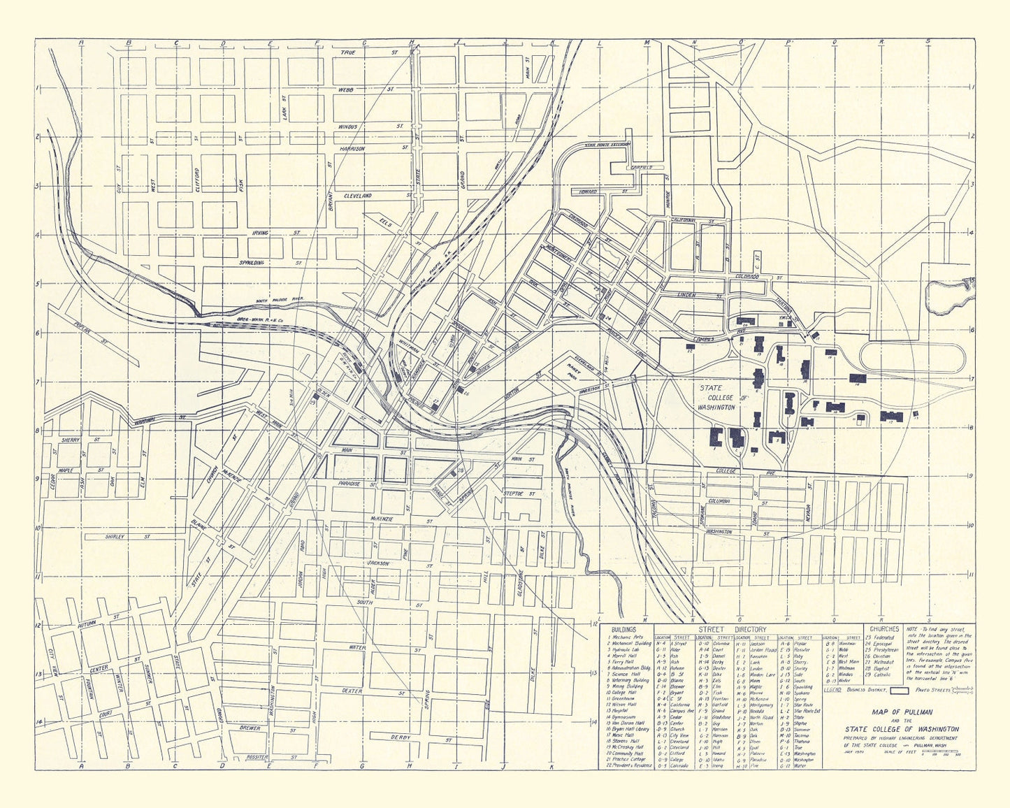 Vintage Map of Washington State University, 1920