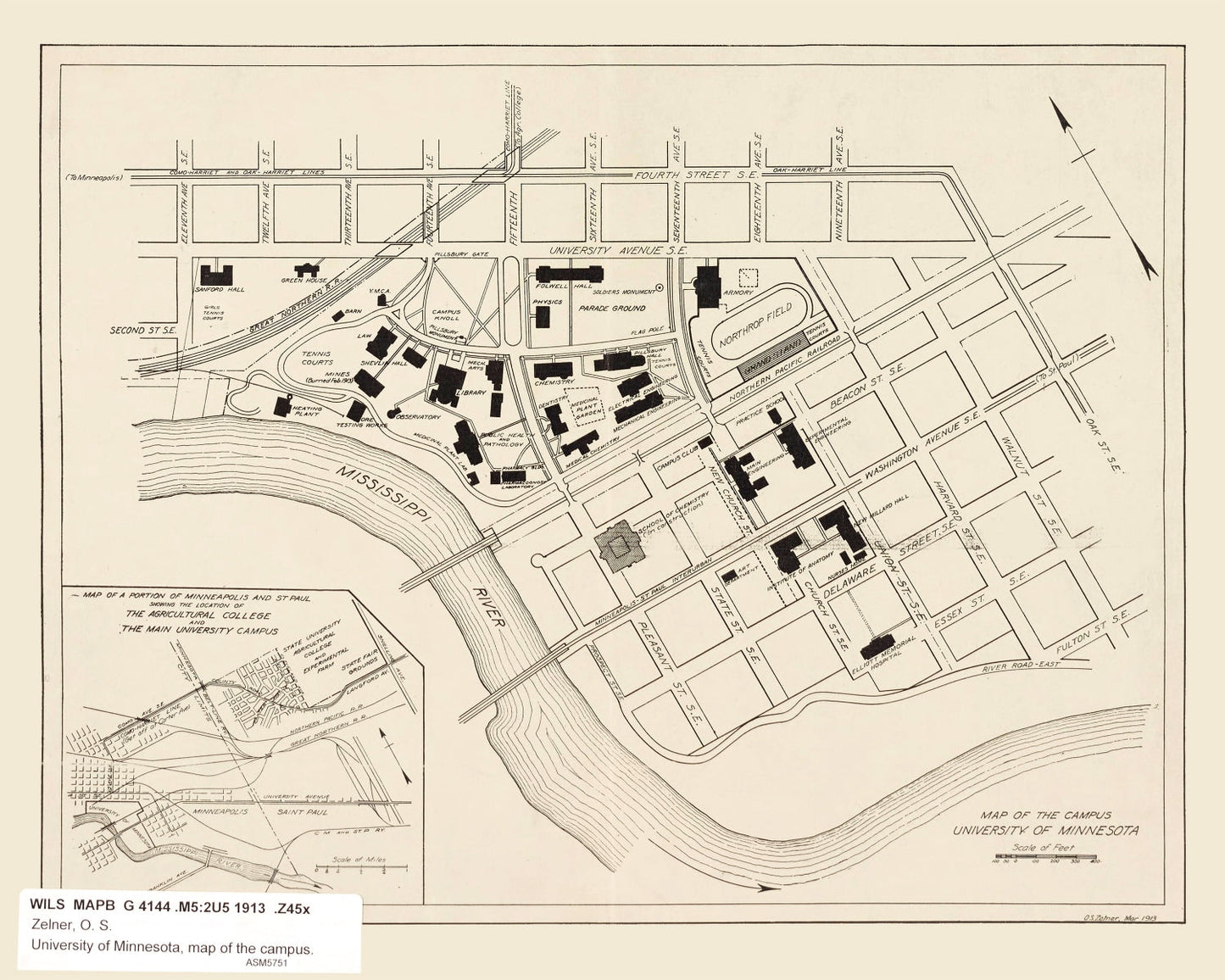 Vintage University of Minnesota Map 1913