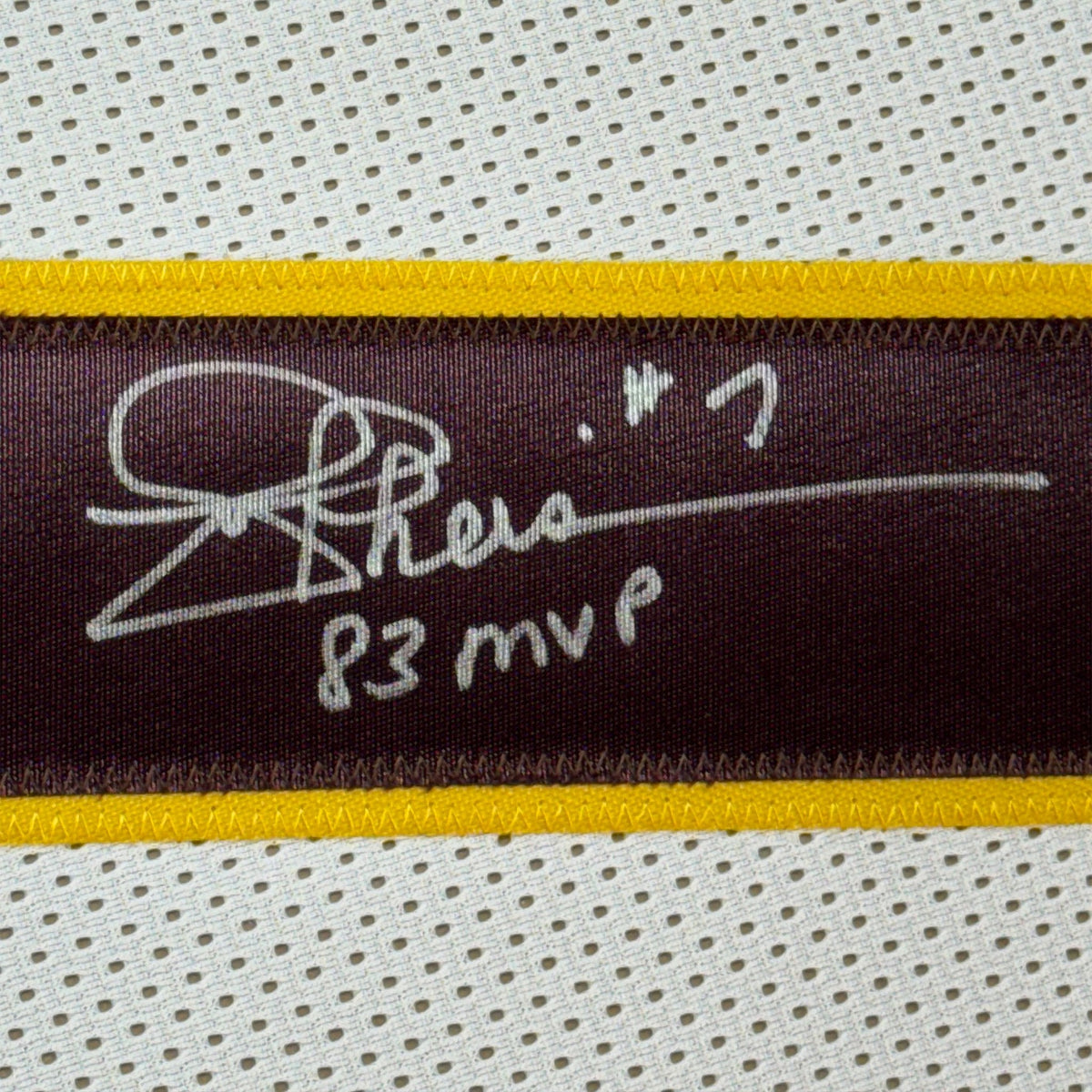 Framed Autographed/Signed Joe Theismann 35x39 83 MVP Washington White Football Jersey Beckett BAS COA