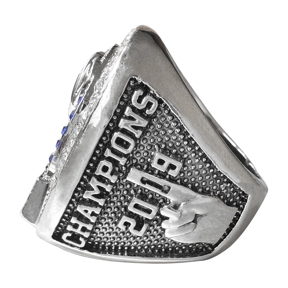 2019 Fantasy Football Championship Ring – Blue Rhinestone Champion Ring Gift for Fans