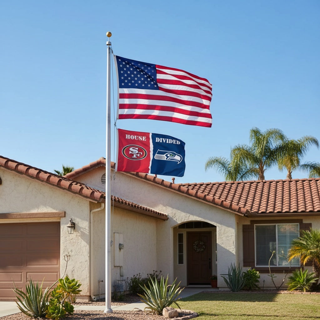 49ers vs Seahawks House Divided Flag 2 Sided 3x5