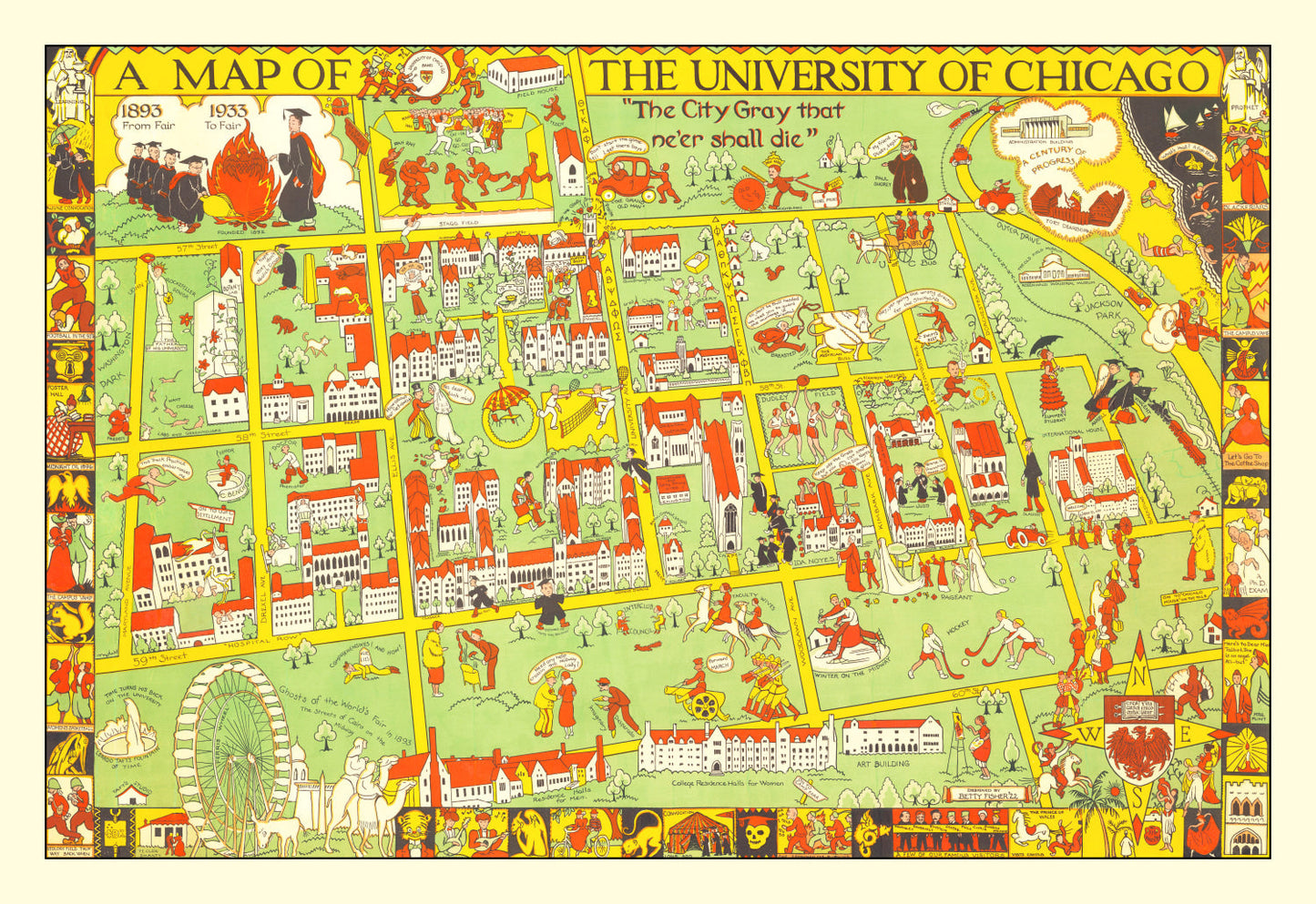 Vintage Map of University of Chicago, 1932