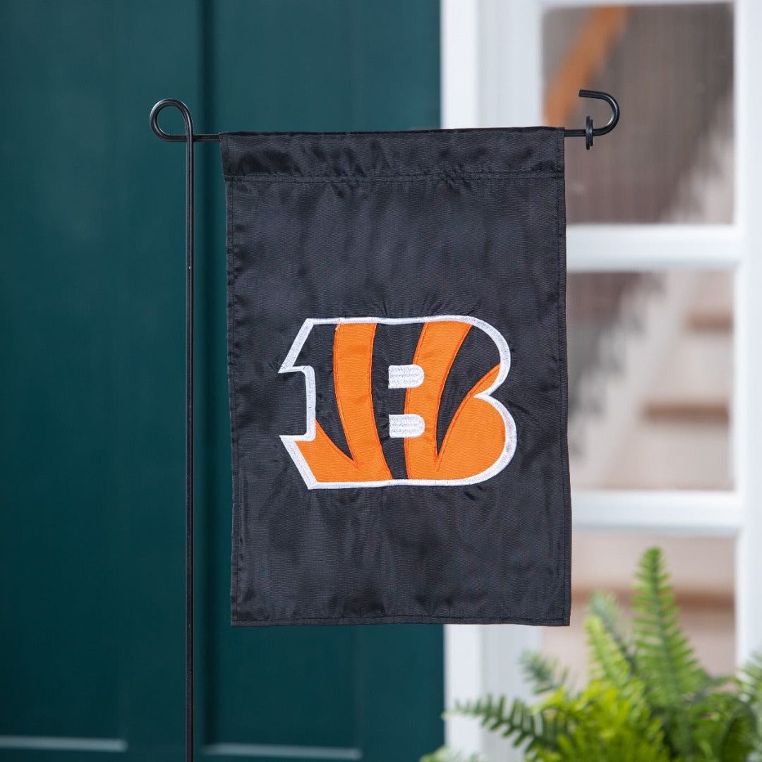 Cincinnati Bengals Garden Flag 2 Sided Applique Black