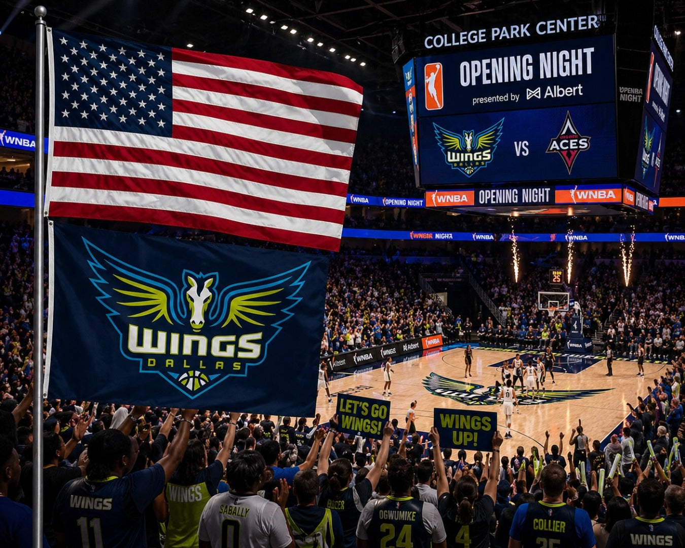 Dallas Wings 2 Sided 3x5 Flag