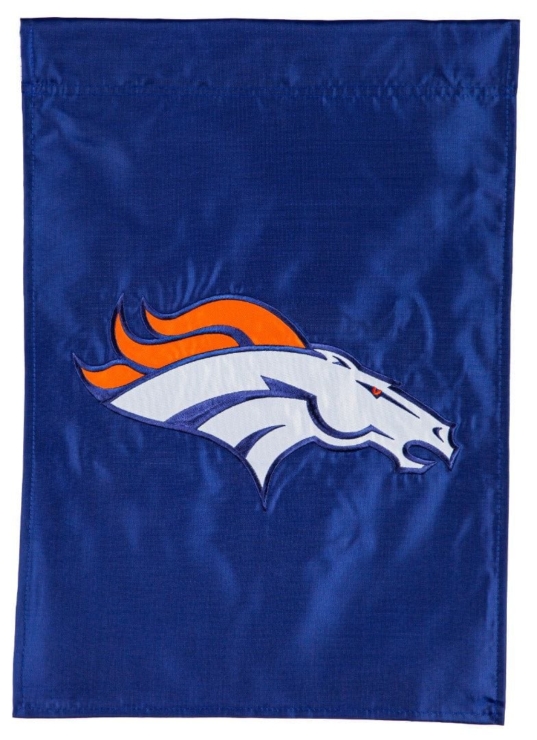 Denver Broncos Garden Flag 2 Sided Applique Logo