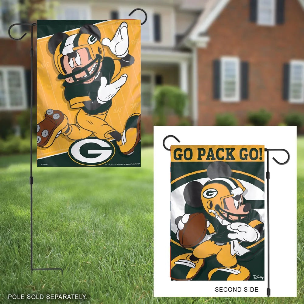 Green Bay Packers 2 Sided Mickey Mouse Garden Flag