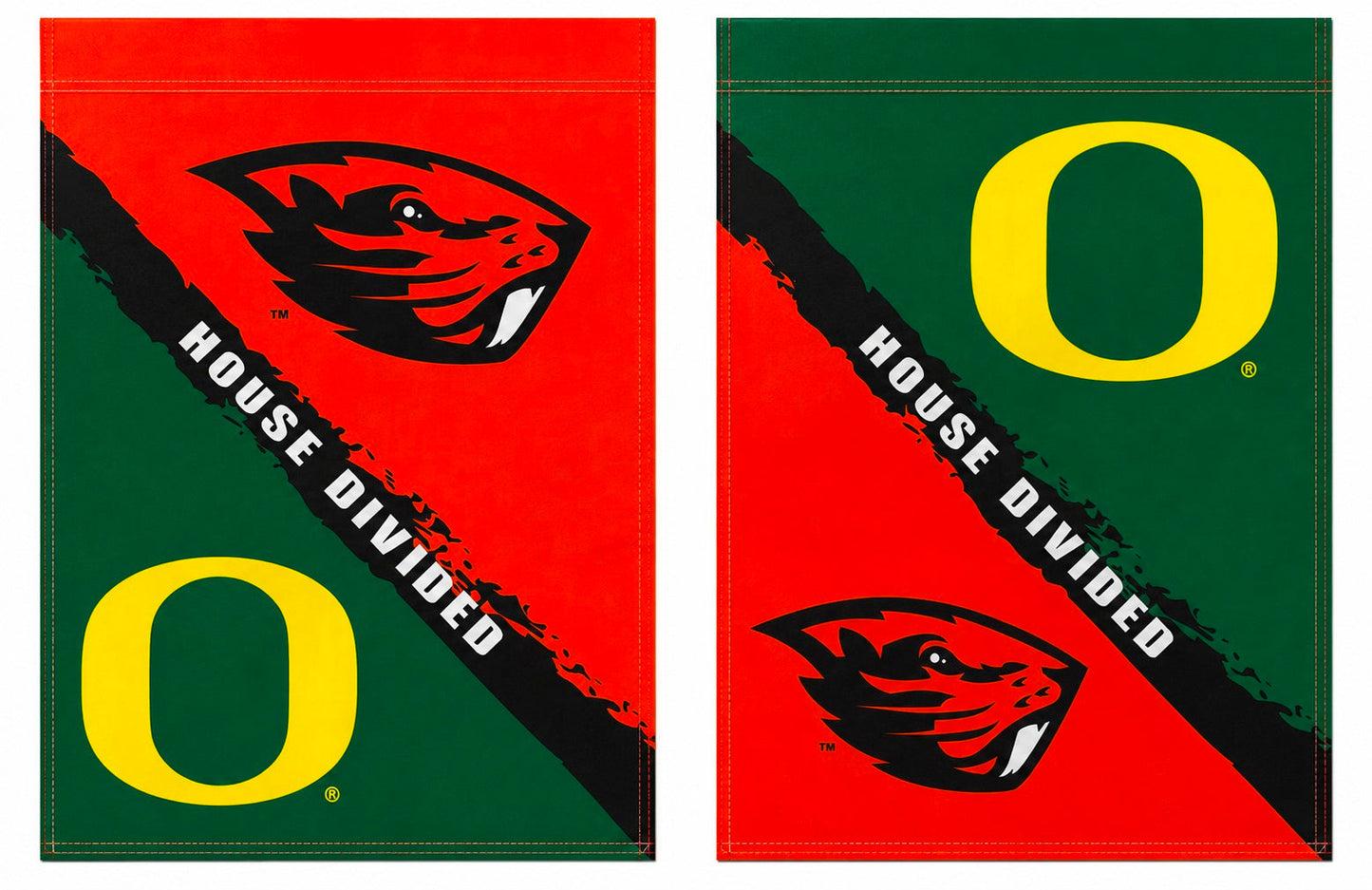 House Divided Garden Flag 2 Sided Oregon vs Oregon State Rivalry