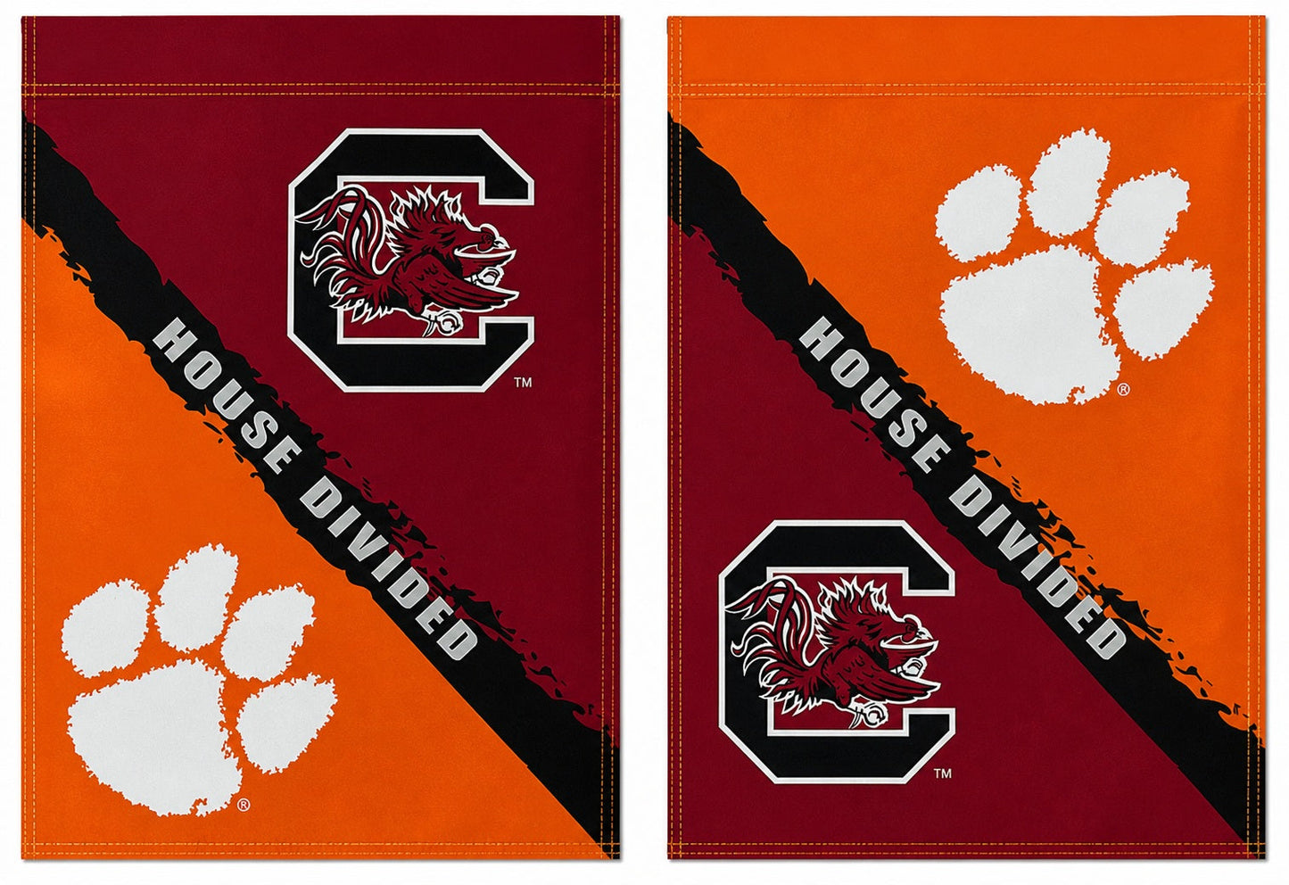 House Divided Garden Flag Clemson vs South Carolina 2 Sided Rivalry