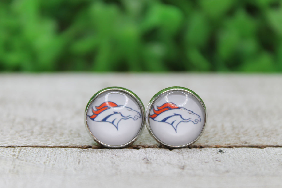 Broncos Football Glass Stud Earrings