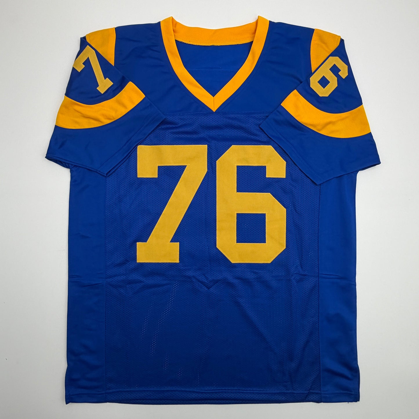 Autographed/Signed Orlando Pace St. Louis Retro Blue Football Jersey JSA COA