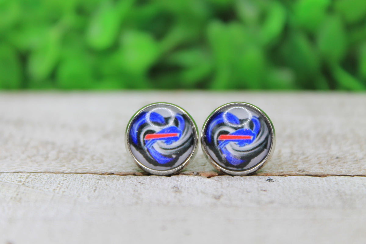 Football Buffalo Bills Swirl Heart Glass Stud