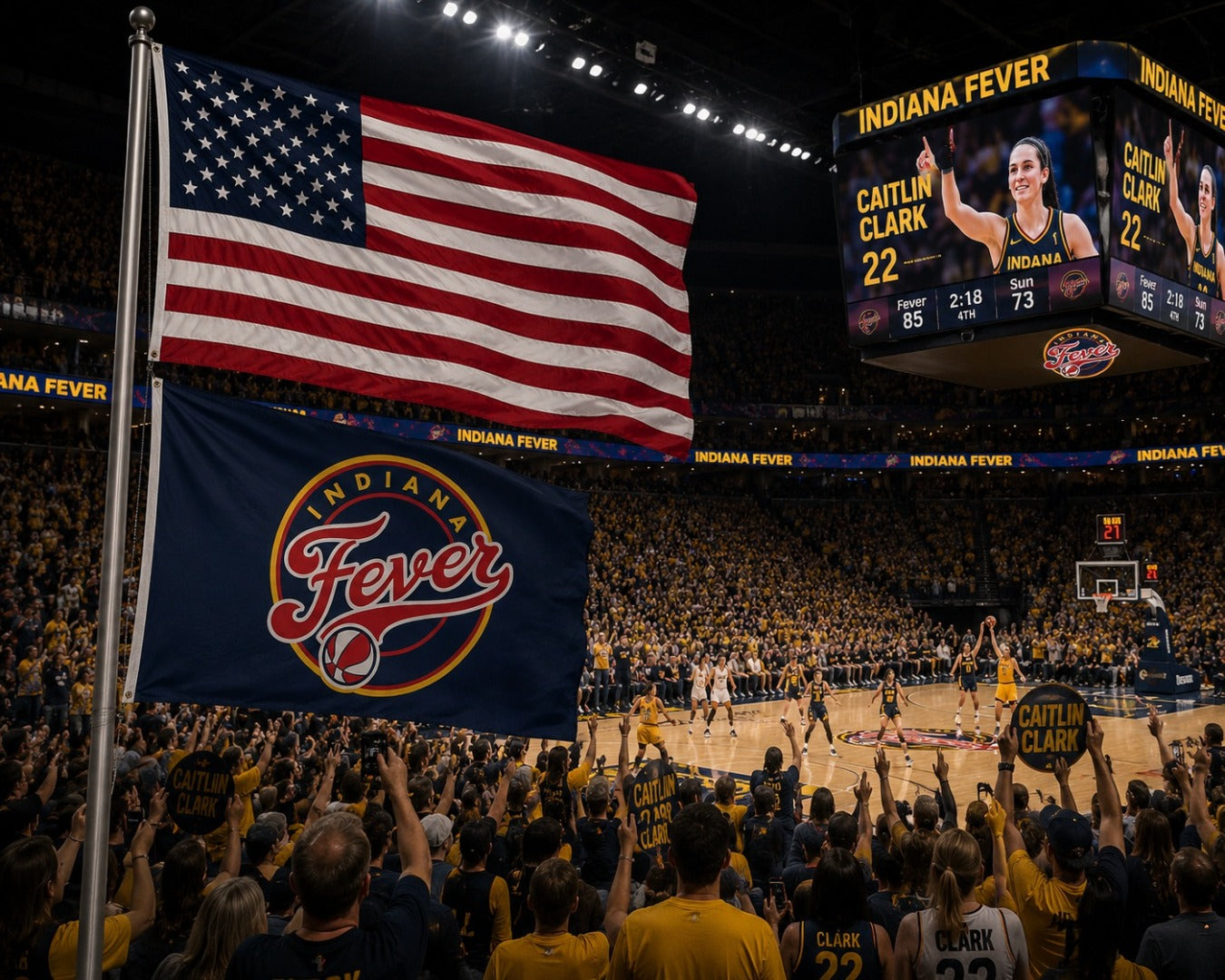 Indiana Fever Blue 2 Sided 3x5 Flag
