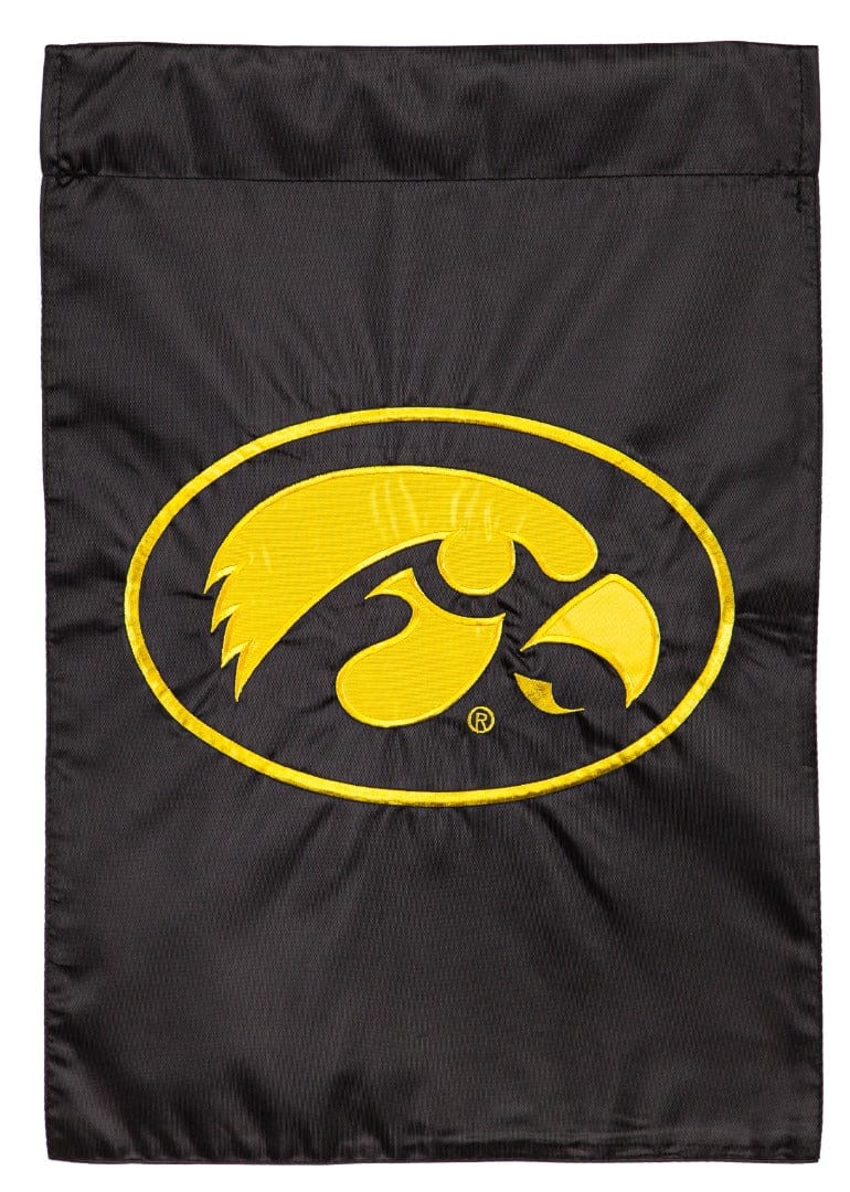 Iowa Hawkeyes Garden Flag 2 Sided Applique Logo