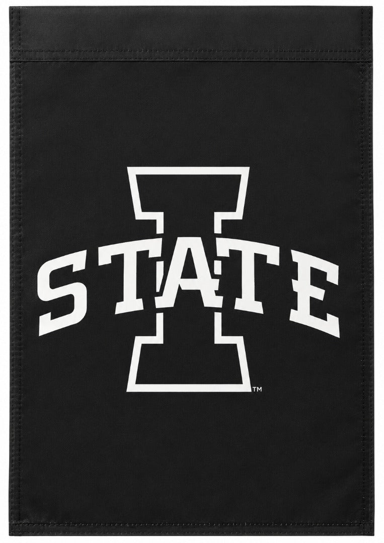 Iowa State Garden Flag 2 Sided Black White Logo