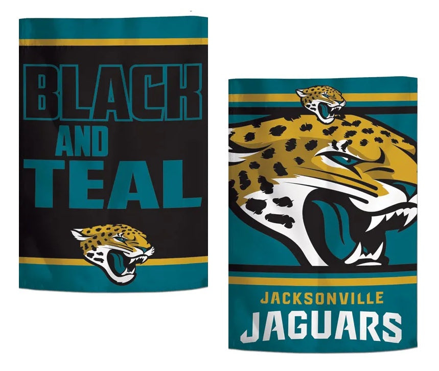 Jacksonville Jaguars 2 Sided Black And Teal Slogan Garden Flag