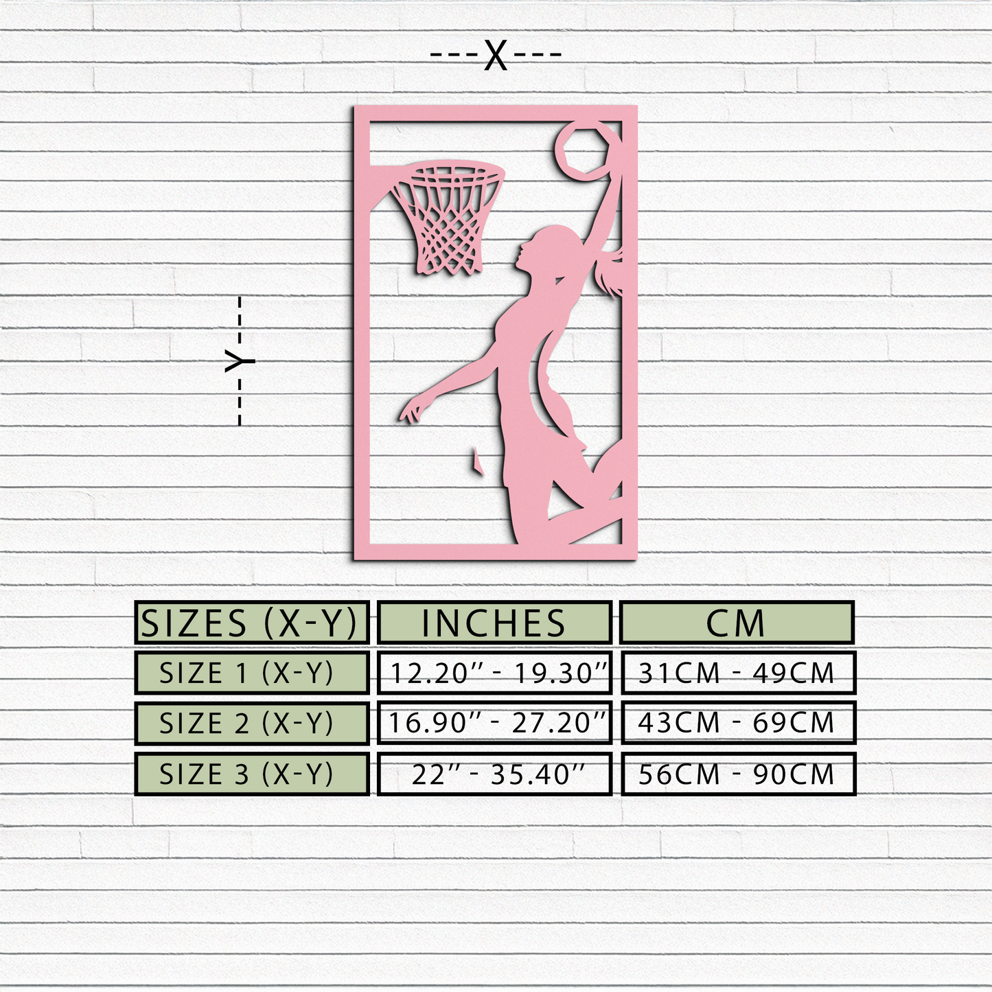 Basketball Girl Silhouette Metal Wall Art – Modern Pink Home Decor - KAFGP184