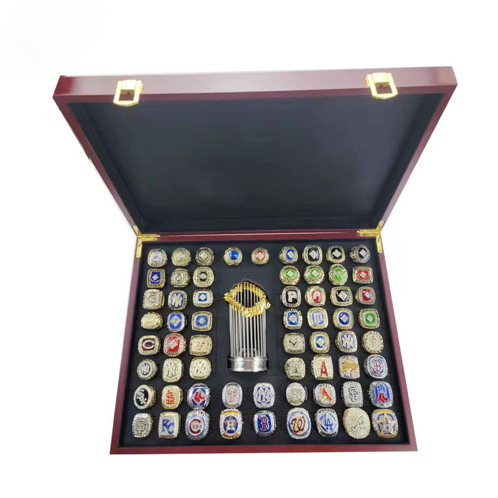 Baseball Championship Rings Set (1961-2025) – 64 Rings + Trophy