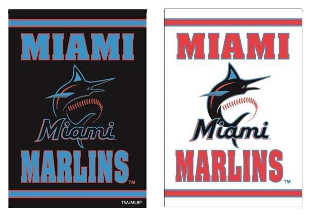 Miami Marlins Garden Flag 2 Sided Logo Black White