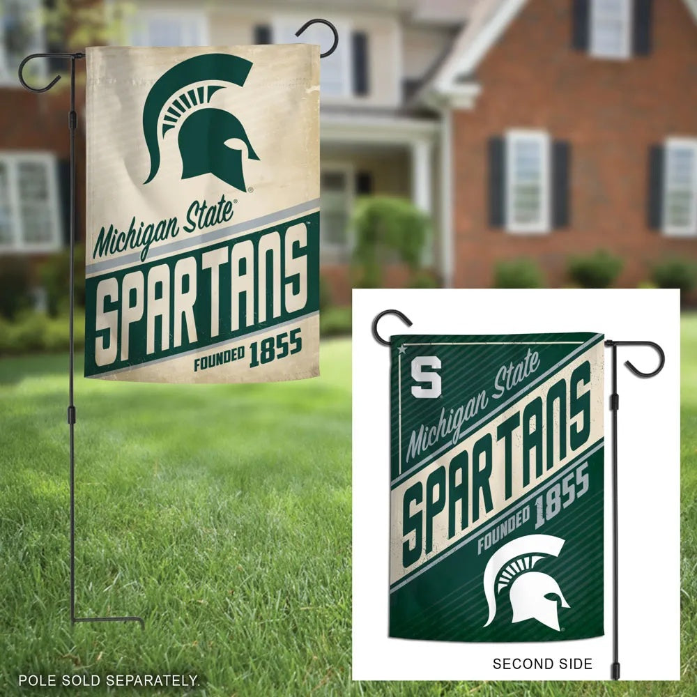 Michigan State Spartans Garden Flag 2 Sided Retro Logo