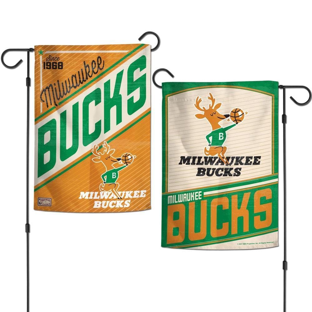Milwaukee Bucks Garden Flag 2 Sided Retro Logo