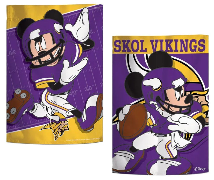 Minnesota Vikings Garden Flag 2 Sided Mickey Mouse Disney