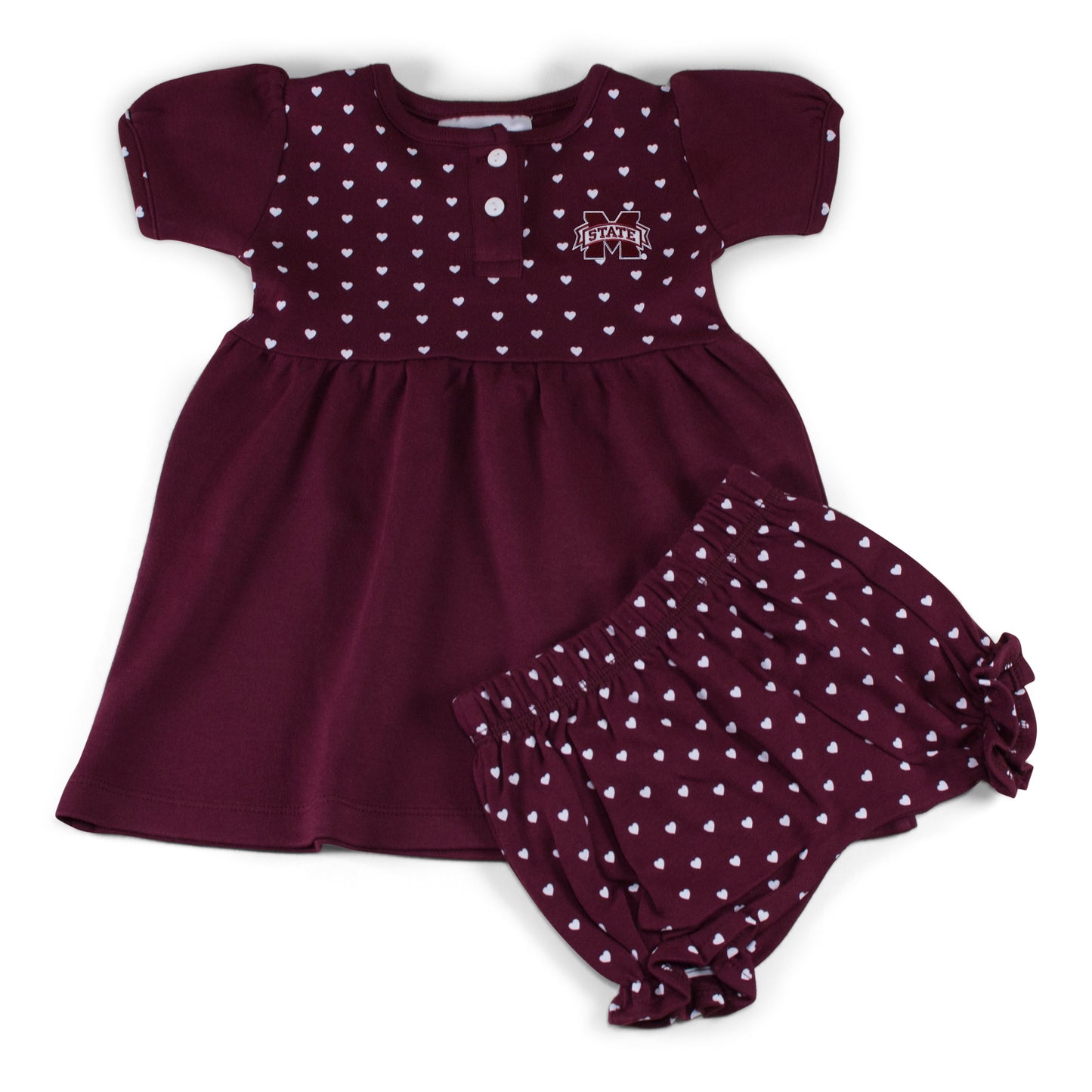 Mississippi State Girl's Heart Dress with Bloomers