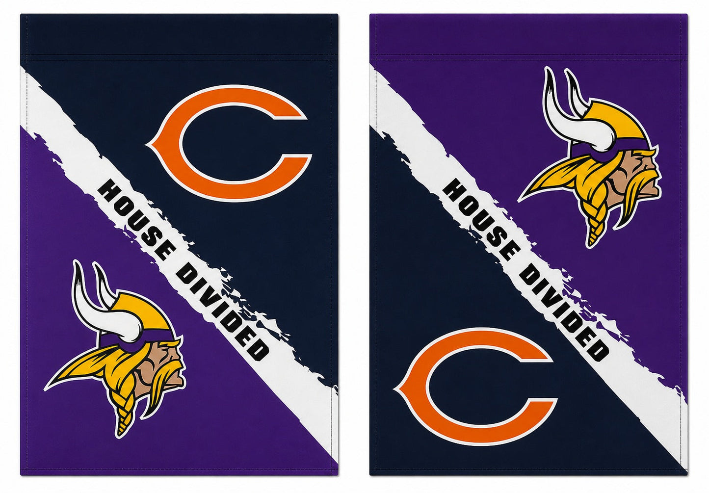 NFL Bears and Vikings House Divided Garden Flag 2 Sided