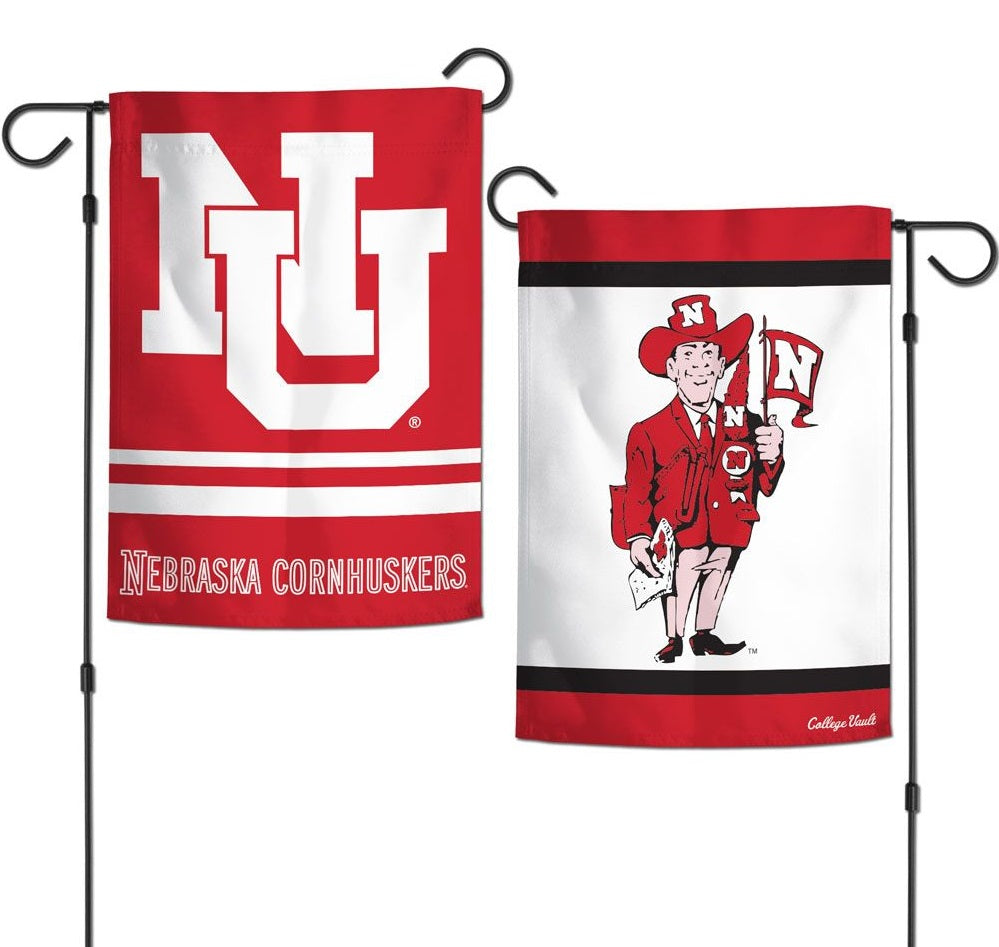 Nebraska Cornhuskers Garden Flag 2 Sided Throwback Logos