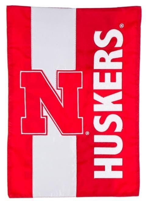 Nebraska Huskers Garden Flag 2 Sided Applique Logo