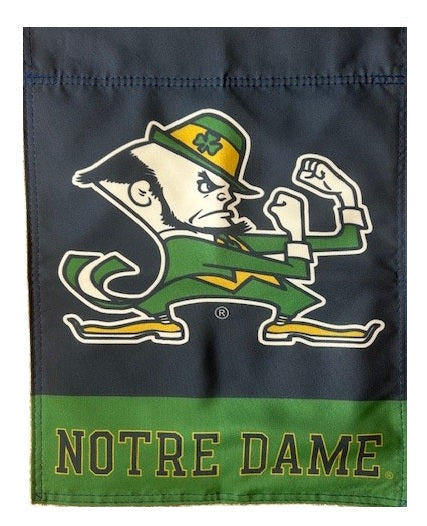 Notre Dame 2 Sided Leprechaun Garden Flag
