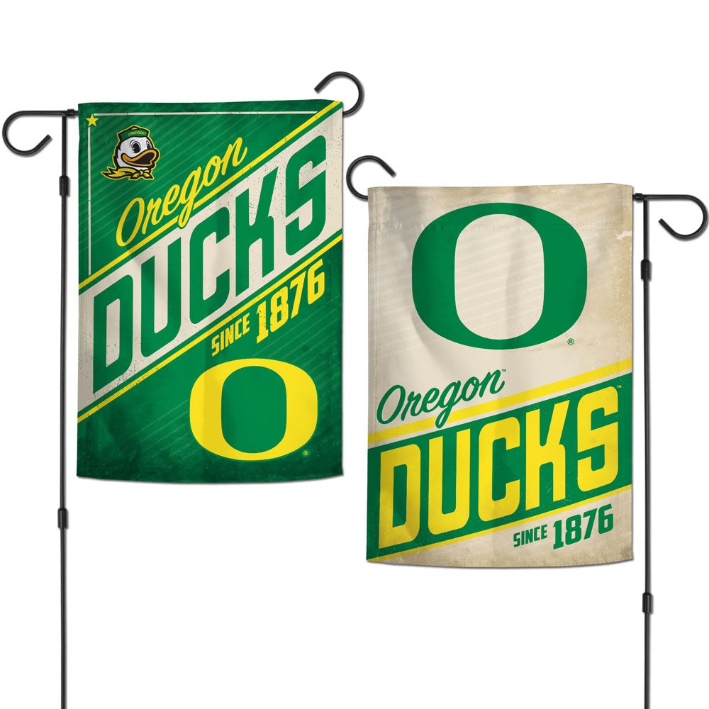 Oregon Ducks Garden Flag 2 Sided Retro Logo