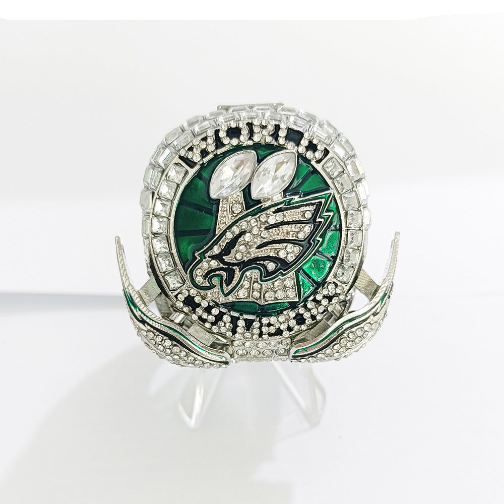 Philadelphia Football Championship Rings Set (2 Rings) – Limited Edition Collectible with Wooden Box