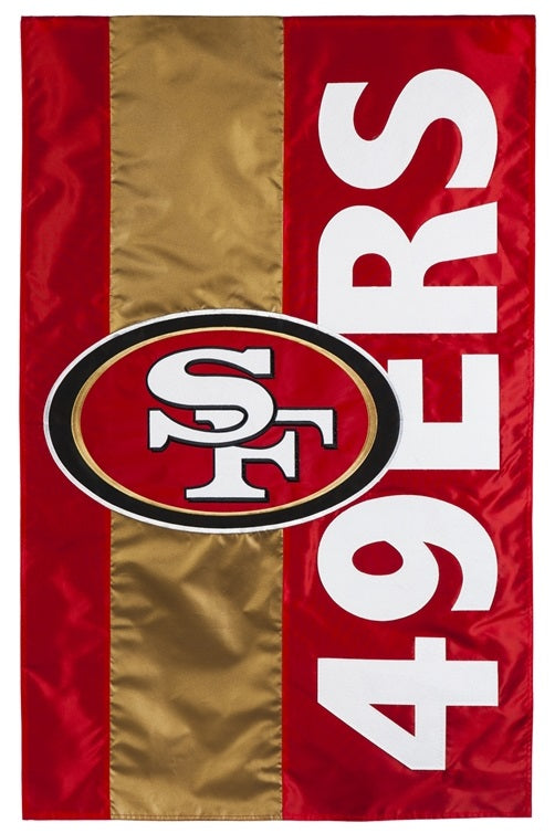 San Francisco 49ers Garden Flag 2 Sided Applique Embellished