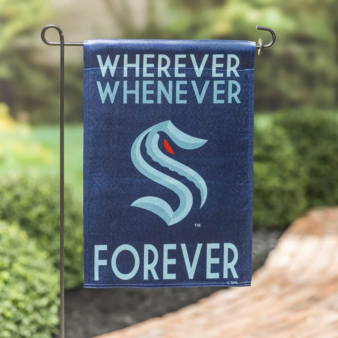 Seattle Kraken Garden Flag 2 Sided Wherever Whenever Forever