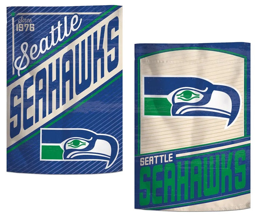 Seattle Seahawks Retro 2 Sided Garden Flag