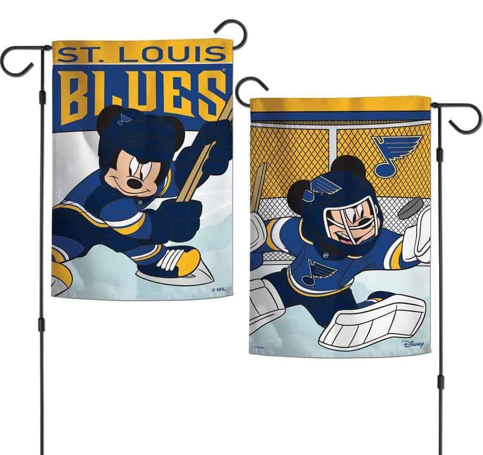St Louis Blues Garden Flag 2 Sided Mickey Mouse