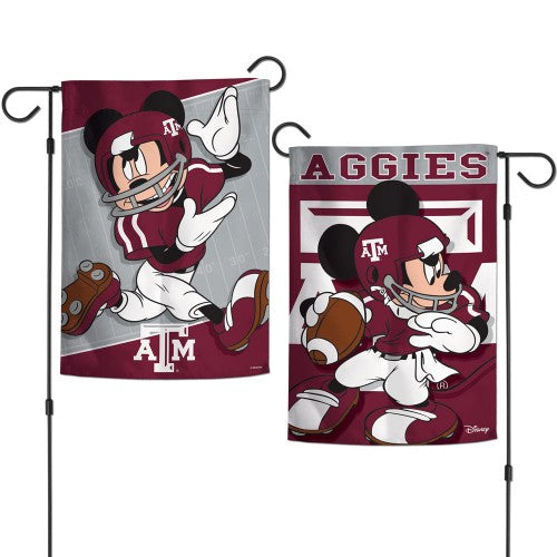 Texas A&M Garden Flag 2 Sided Mickey Mouse