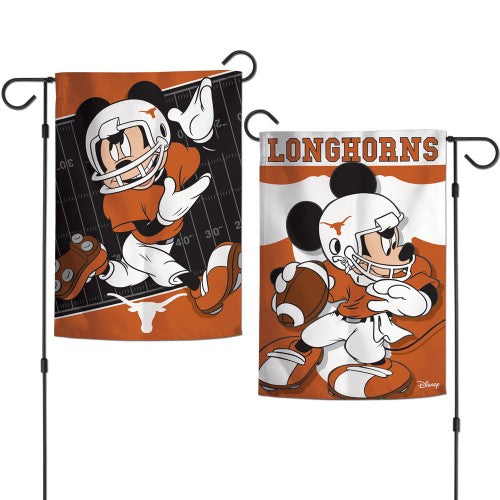 Texas Longhorns Garden Flag 2 Sided Mickey Mouse