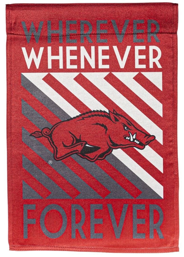 University of Arkansas Razorbacks Garden Flag 2 Sided Wherever Whenever Forever