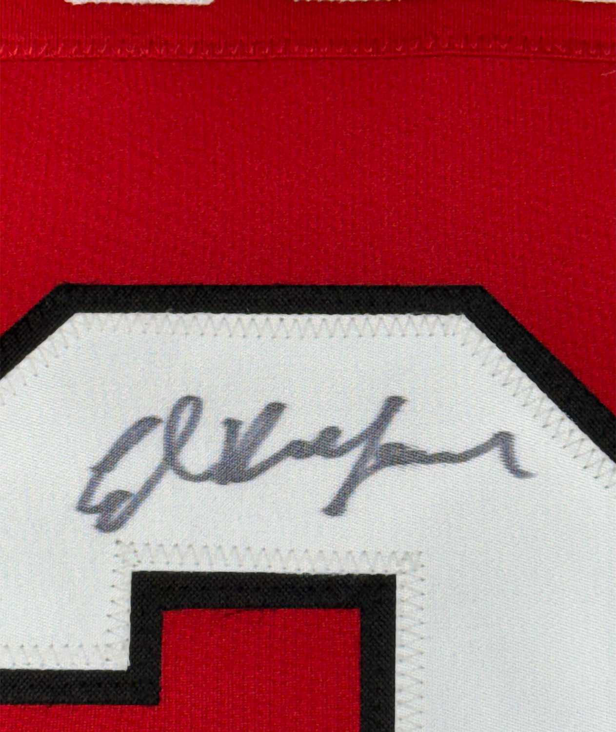 Framed Autographed/Signed Ed Belfour 35x39 Chicago Red Hockey Jersey JSA COA