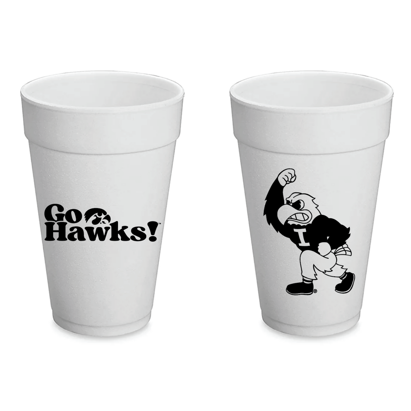 University of Iowa Styrofoam Cups Set of 8 - 20 ounces