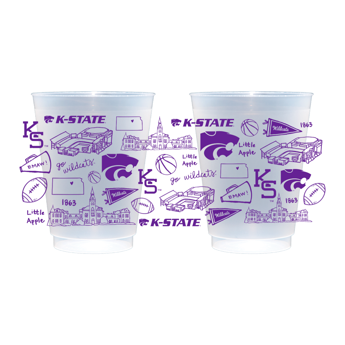 Kansas State Shatterproof Cups - Set of 8