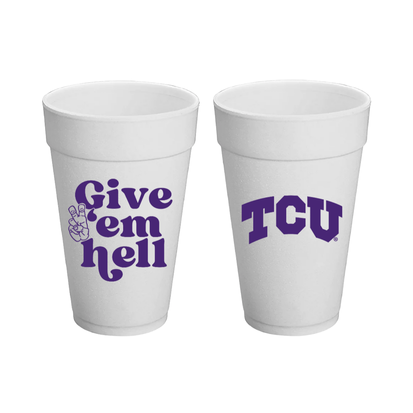 TCU Styrofoam Cups Set of 8 - 20 ounces