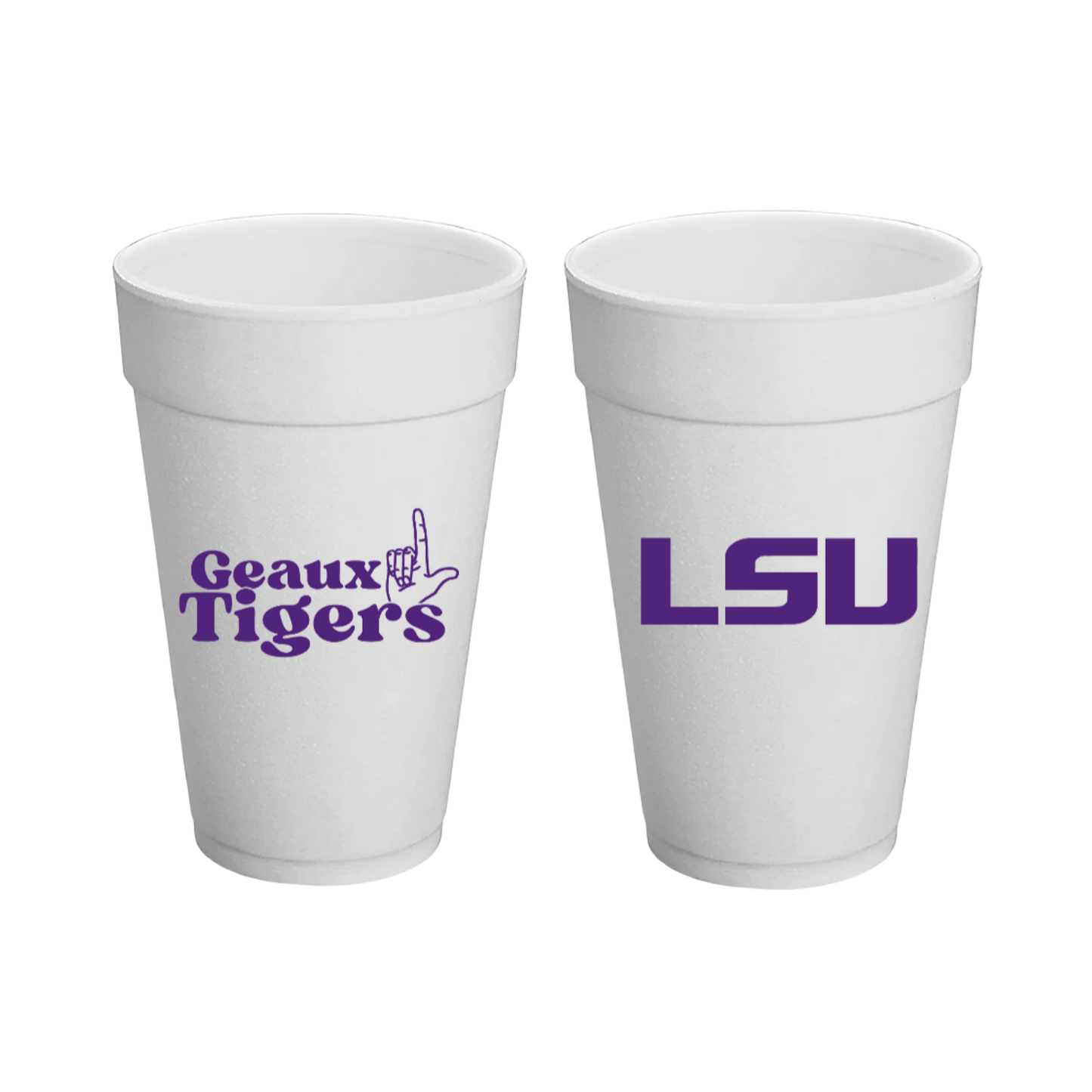 LSU Styrofoam Cups Set of 8 - 20 ounces