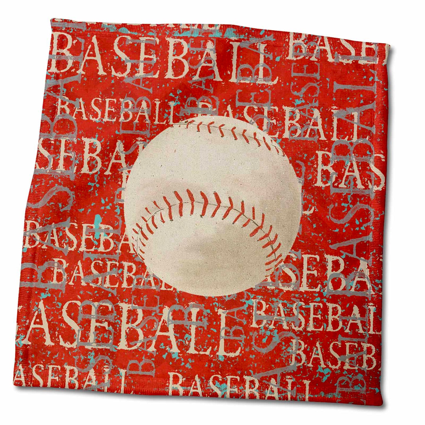 3dRose Large Baseball on The Words Baseball in Red - Towels (twl-211500)