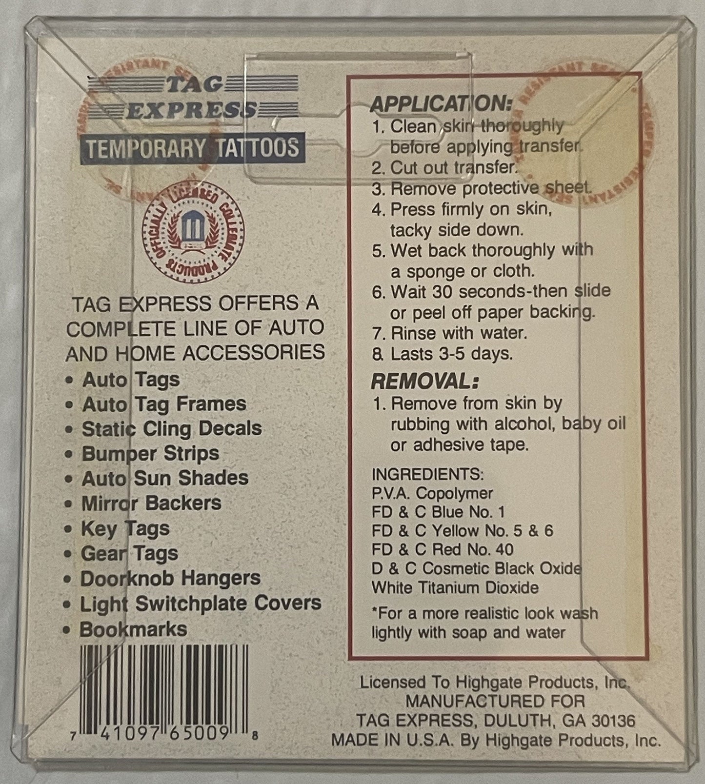 Vintage 1994 Georgia Bulldogs Temporary Tattoos β NCAA Licensed College Football π