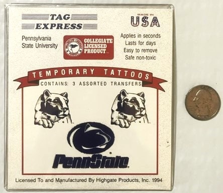 Vintage 1994 NCAA College Football Penn State Nittany Lions Temporary Tattoos ⚾