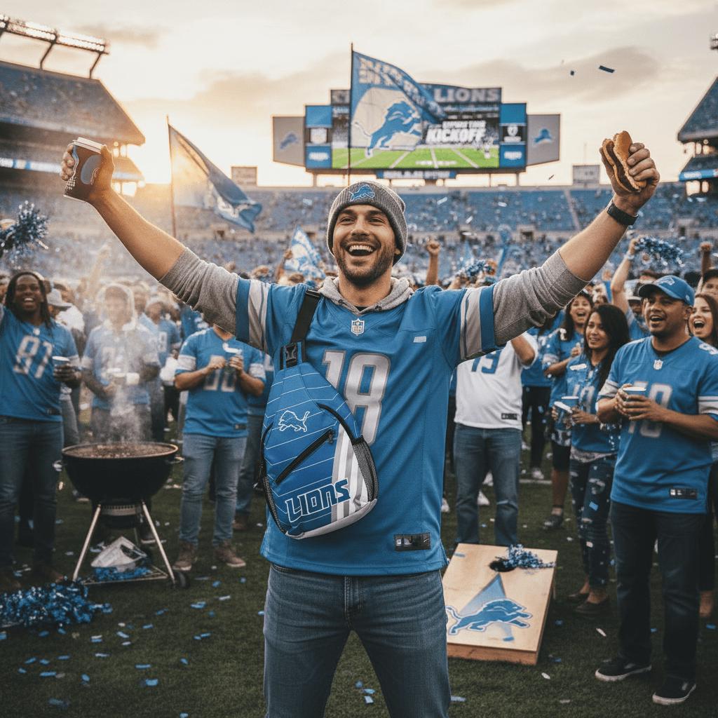Detroit Lions Blue Sling Bag | Adjustable Football Crossbody Bag