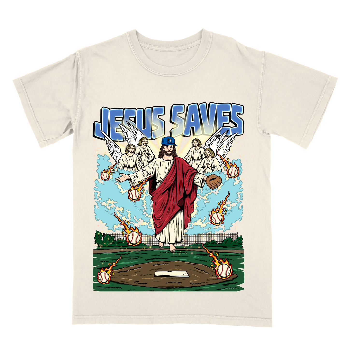 Jesus Saves Limited Edition Christian Baseball Graphic T-Shirt